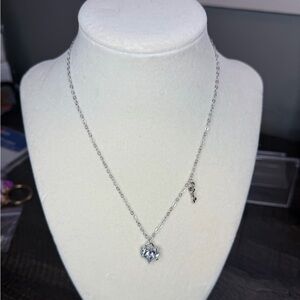 New Heart-Shaped Lock & Key Pendant Necklace Cubic Zirconia